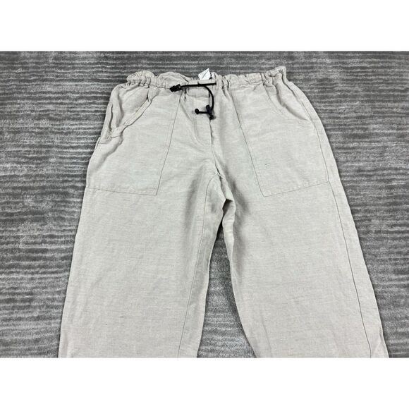J London Pants Womens Small Beige Capri Linen Blend Drawstring Casual - Picture 2 of 10